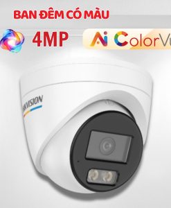 Camera Dome AI ColorVu 3.0 Hikvision 4MP DS-2CD1347G3H-LIUF/SRB ban đêm có màu